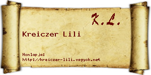 Kreiczer Lili névjegykártya